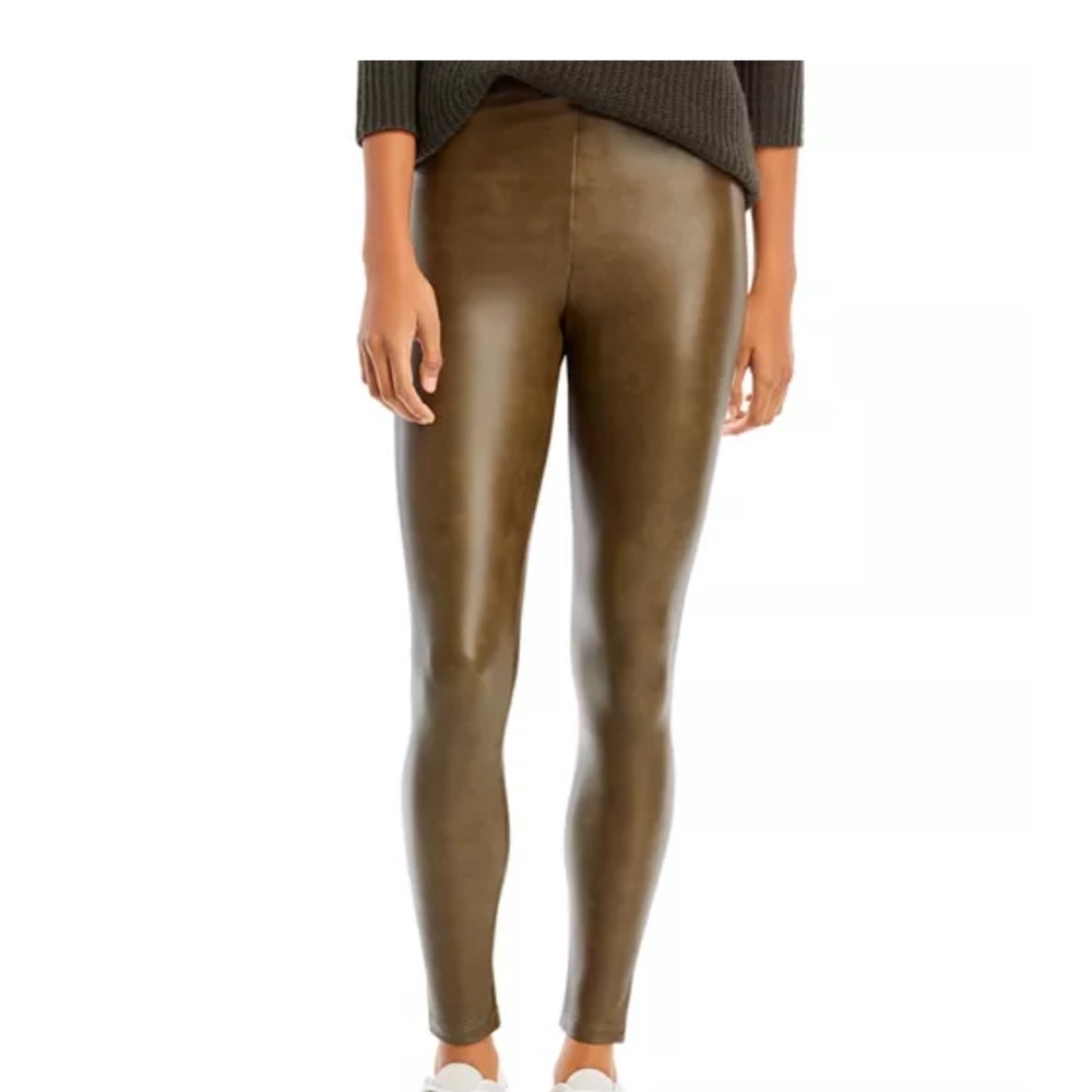 Aqua Faux Leather Leggings. High Waisted.